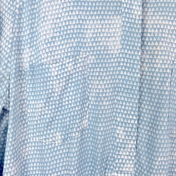 Lou and Grey Button Down Long Sleeve Tie Waist Shirt Dress Blue White Size M - Picture 2 of 7